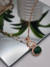 Load image into Gallery viewer, Elegant 18-Inch Rose Gold Necklace with Green Jade Drop Pendant - Perfect Gift for Her