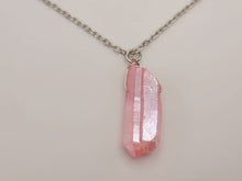 Load image into Gallery viewer, Crystal Necklace Silver Wire Wrapped Pink Quartz Healing Crystal