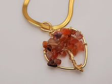 Load image into Gallery viewer, Natural Handmade Crystal Choker Necklace Gold Wire Wrapped Carnelian Heart