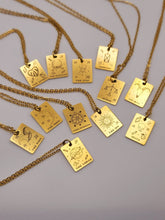 Load image into Gallery viewer, Tarot Gifts • Moon Tarot Card Necklace Gold • Tarot Pendant •