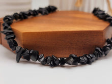 Load image into Gallery viewer, Black Obsidian Chip Choker Necklace Silver tone Gorgeous Choker