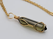 Load image into Gallery viewer, Silver  & Gold Wire Wrapped Smoky Quartz Healing Crystal Point Necklace