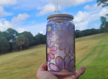 Load image into Gallery viewer, Daisy Cup Iced Coffee Cup Glass - Retro Flower Glass Jar - Believe