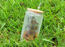 Load image into Gallery viewer, Spooky Glow in dark UV Activated Glow Beer Can Glass |Aesthetic Coffee Glass| 16 oz Halloween Coffee