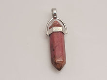 Load image into Gallery viewer, Rhodonite Handmade Point Necklace Hexagon Chain Silver Pendant Necklace