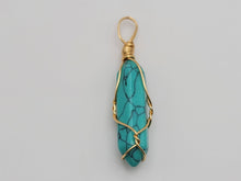 Load image into Gallery viewer, Crystal Necklace GOLD Wrapped Turquoise Healing Crystal Point Necklace