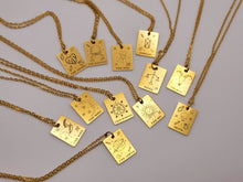 Load image into Gallery viewer, Tarot Gifts • Moon Tarot Card Necklace Gold • Tarot Pendant •