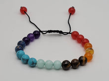 Load image into Gallery viewer, Adjustable 7 Chakra Bracelet, , Meditation Healing, Crystal Healing, Beaded Bracelet 8mm
