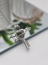 Load image into Gallery viewer, 100% Genuine Natural Moldavite Heart Locker Necklace Silver Tone