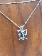 Load image into Gallery viewer, 100% Genuine Natural Moldavite Butterfly Locker Necklace Silver Tone