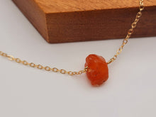 Load image into Gallery viewer, Raw Crystal Necklace, Carnelian Rough Stone Necklace, Genuine Crystal