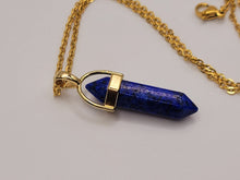 Load image into Gallery viewer, Lapis Lazuli Handmade Point Necklace Hexagon Chain Golden Pendant Necklace
