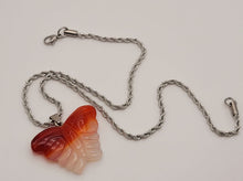 Load image into Gallery viewer, Choker Necklace Silver Tone Carnelian Healing Crystal Butterfly Necklace