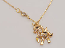 Load image into Gallery viewer, Unicorn Necklace  Dainty Gold circle, Cute Necklace, Minimalist, Cute gift