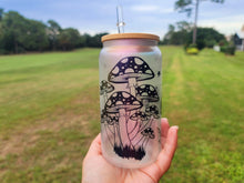 Load image into Gallery viewer, Mushroom Beer Can Glass | Boho Mushroom Coffee Glass | Aesthetic Coffee Glass | 16 oz