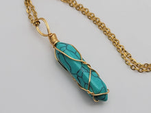 Load image into Gallery viewer, Crystal Necklace GOLD Wrapped Turquoise Healing Crystal Point Necklace