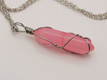 Load image into Gallery viewer, Crystal Necklace Gold Wire Wrapped Rose Topaz Healing Crystal Point Necklace