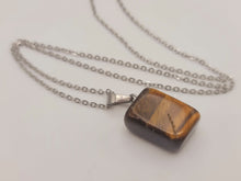 Load image into Gallery viewer, Crystal Necklace Silver Tone Irregular Shaped Tiger's Eye Healing Crystal