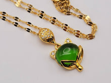 Load image into Gallery viewer, Jade Natural Necklace Gold Tone Necklace- Good Luck•Fortune