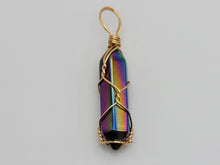 Load image into Gallery viewer, Gold tone Rainbow Quartz Wire wrapped Crystal Necklace