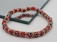 Load image into Gallery viewer, Evil Eye Charm Bracelet 6mm for Protection, Good Luck and Great Energy