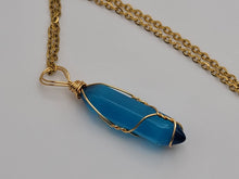 Load image into Gallery viewer, Natural Cat eye Point Necklace Baby Blue Colored Handmade Pendant