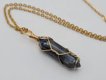 Load image into Gallery viewer, Labradorite Point Necklace Genuine Handmade Silver Tone & Gold Tone