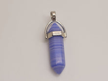 Load image into Gallery viewer, Blue Chalcedony Point necklace Powerful necklace Healing Energy Silver Tone