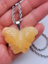 Load image into Gallery viewer, Choker Necklace Silver Tone Citrine Healing Crystal Butterfly