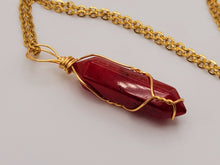 Load image into Gallery viewer, Red Jade Wire wrapped  Crystal Necklace Red Quartz
