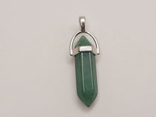 Load image into Gallery viewer, Green Aventurine Healing Crystal Point Necklace silver tone