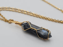 Load image into Gallery viewer, Labradorite Point Necklace Genuine Handmade Silver Tone & Gold Tone