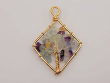 Load image into Gallery viewer, Natural Crystal Necklace Gold Wire Wrapped Fluorite Healing necklace