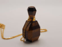 Load image into Gallery viewer, Natural Crystal perfume Bottle Necklace Tiger's Eye Stone
