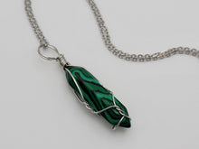 Load image into Gallery viewer, Crystal Necklace Silver Wire Wrapped Malachite Healing Crystal Point Necklace