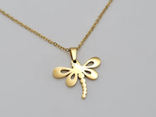 Load image into Gallery viewer, Dragonfly Pendant Necklace - Trendy Dragonfly necklace Gold tone