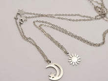 Load image into Gallery viewer, Sun and Moon necklace Best Friend Necklace , Silver tone