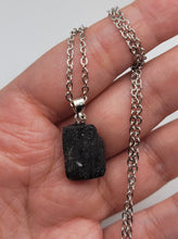 Load image into Gallery viewer, Natural Raw black tourmaline pendant necklace Sterling Silver