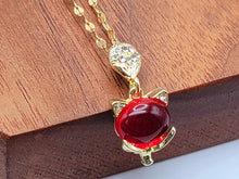 Load image into Gallery viewer, Carnelian Pendant Necklace Kitty Shaped, Handmade Minimalist Gifts