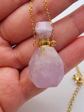 Load image into Gallery viewer, Perfume Bottle Crystal Amethyst Necklace Handmade, Genuine Stone