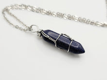 Load image into Gallery viewer, Blue Sandstone Crystal POINT Necklace Trending Pendant Necklace Gift For Her, Handmade Necklace Fashion Necklace