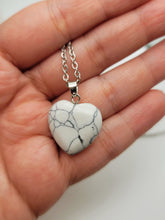Load image into Gallery viewer, Natural Handmade Crystal Necklace Silver Tone Heart Howite Pendant