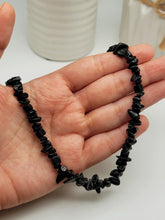 Load image into Gallery viewer, Black Obsidian Chip Choker Necklace Silver tone Gorgeous Choker