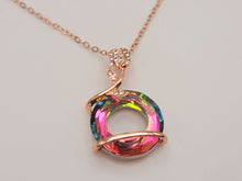 Load image into Gallery viewer, Rose Pendant necklace, Colorful necklace Rose Flower Necklace,