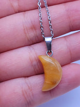 Load image into Gallery viewer, Natural Handmade Crystal Necklace Silver Tone Citrine Healing Crystal Moon Necklace