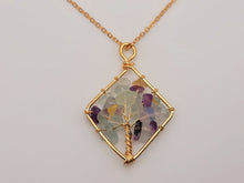 Load image into Gallery viewer, Natural Crystal Necklace Gold Wire Wrapped Fluorite Healing necklace