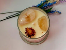 Load image into Gallery viewer, Mango Sage Tea Natural Soy Wax Candle Highly Scented with Citrine Crystals