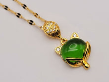 Load image into Gallery viewer, Jade Natural Necklace Gold Tone Necklace- Good Luck•Fortune