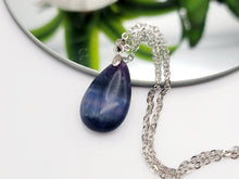 Load image into Gallery viewer, Natural Black Fluorite Handmade Crystal Necklace Silver Tone Chain Pendant Necklace