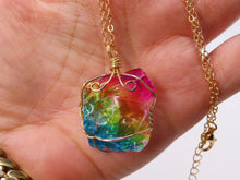 Load image into Gallery viewer, Gold tone Rainbow Quartz Wire wrapped Crystal Necklace